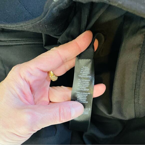 WHBM black faux leather stretch zipper moto mini evening office skirt 4 - Picture 5 of 5